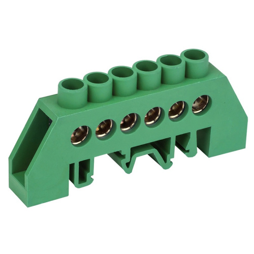 картинка Шина PE «земля» в комбинированном зеленом изоляторе на DIN-рейку 6x9 мм 6 групп REXANT от магазина Сантехстрой