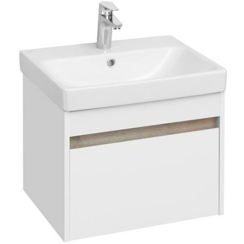 картинка Тумба под раковину AQUATON Марти 55 подвесная, Белый/Дуб Эндгрейн (1A263201MY010) от магазина Сантехстрой
