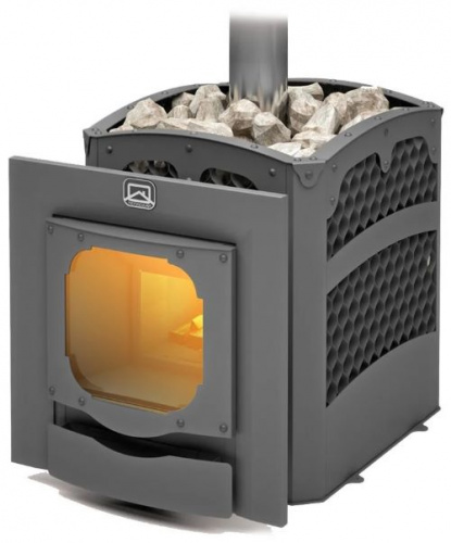 картинка Печь-каменка чугунная Былина Сетка18Ч Панорама (1.2) (без двери БЫЛИНА 16"/обрамления) Теплодар от магазина Сантехстрой