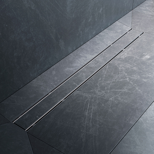 картинка W02SC-U11-080-04SB PrimeFlow Трап для душа линейный универс затвор Tile 80см цвет сталь мат от магазина Сантехстрой