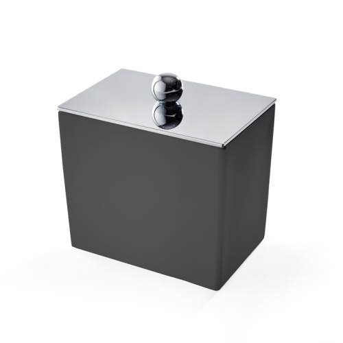 картинка 3SC Mood Black Баночка универсальная, 10х10х7 см, с крышкой, настольная, цвет: чёрный матовый/хром (ПО ЗАПРОСУ) от магазина Сантехстрой