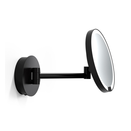 картинка DECOR WALTHER Round Just Look WR Косметическое зеркало 21.5см, подвесное, увел. 5x, подсветка LED на аккумуляторе, цвет: черный матовый от магазина Сантехстрой