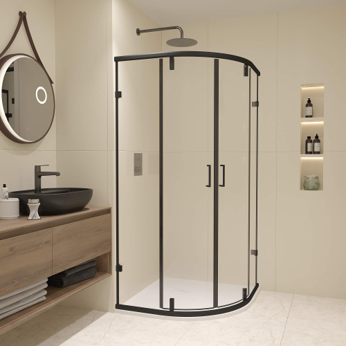 картинка Душевой уголок RGW CL-55-B  80*80*185 профиль Чёрный стекло Прозрачное от магазина Сантехстрой
