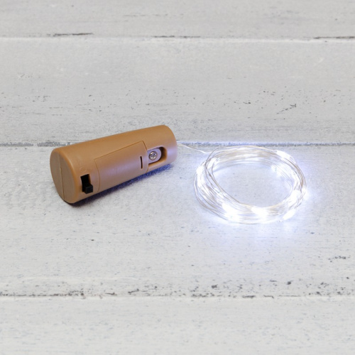 картинка Гирлянда Роса с пробкой 2 м,  20 LED,  белое свечение,  3хLR44 в комплекте NEON-NIGHT от магазина Сантехстрой