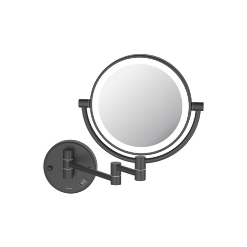 картинка Зеркало косметическое AQUATEK, настенное с подсветкой 5х, матовый черный AQ4912MB от магазина Сантехстрой