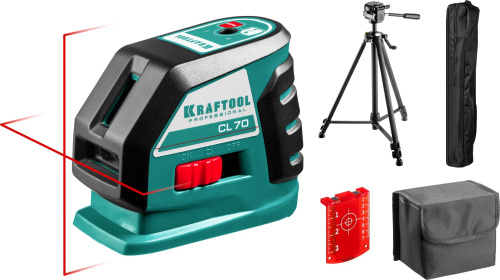 картинка KRAFTOOL CL-70 #3 нивелир лазерный, 20м/70м, IP54, точн. +/-0,2 мм/м, штатив, питание 4хАА, в коробке от магазина Сантехстрой