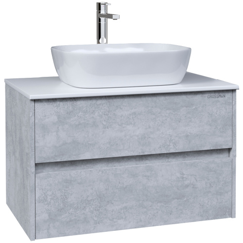 картинка Тумба под раковину Grossman Эдванс 80 108010 подвесная Цемент светлый от магазина Сантехстрой
