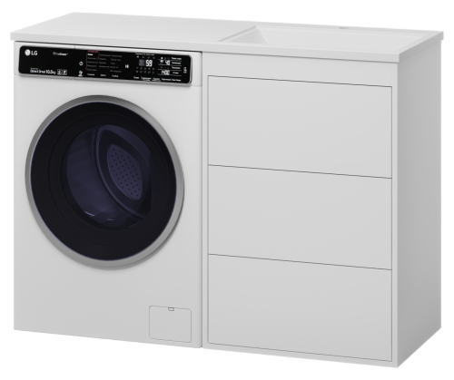 картинка Тумба с раковиной GRAFIT - 60 напольная 3 ящ. БЕЛАЯ под стиральную машину Камилла правая от магазина Сантехстрой