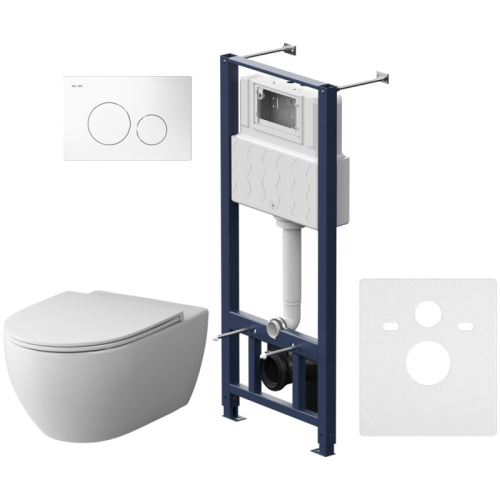 картинка IS49001.111700 Комплект инсталляция с клав Pro L белый с подвесным унитазом Awe FlashClean с сид м/л от магазина Сантехстрой