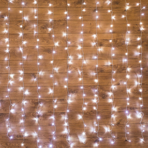 картинка Гирлянда светодиодная Дождь 1.5х1.5 м 144 LED,  прозрачный ПВХ,  с контроллером,  холодное белое свечение NEON-NIGHT от магазина Сантехстрой