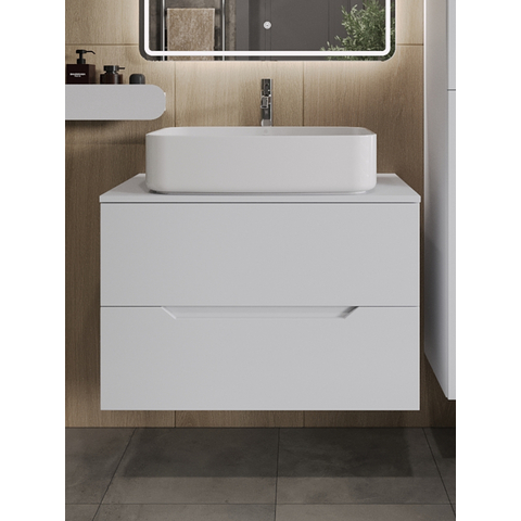 картинка Тумба с раковиной подвесная Orange Line Li-80TuwMDF+B07-600W 80 см, белый от магазина Сантехстрой