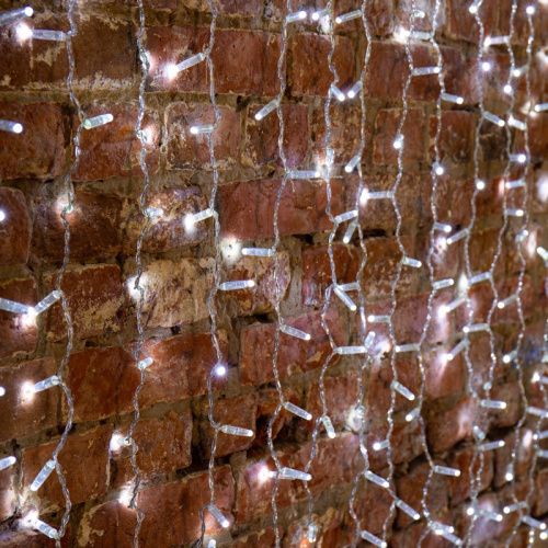 картинка Гирлянда светодиодная Занавес (Дождь),  2х3м,  600 LED БЕЛЫЙ,  прозрачный ПВХ,  IP65, постоянное свечение,  230В,  соединяется (нужен шнур питания 303-500-1) от магазина Сантехстрой