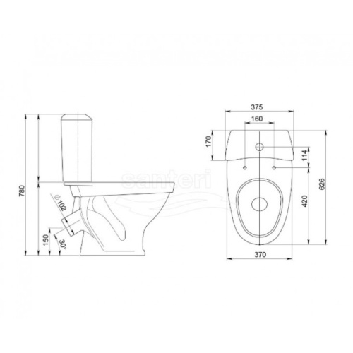 картинка Унитаз-компакт Santeri West с сиденьем, бежевый (1.P201.8.S03.00B.F) от магазина Сантехстрой