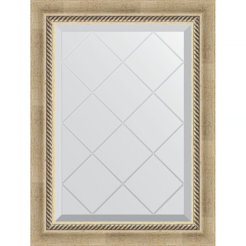 картинка Зеркало Evoform Exclusive-G 71х53 BY 4003 с гравировкой в багетной раме - Состаренное серебро с плетением 70 мм от магазина Сантехстрой