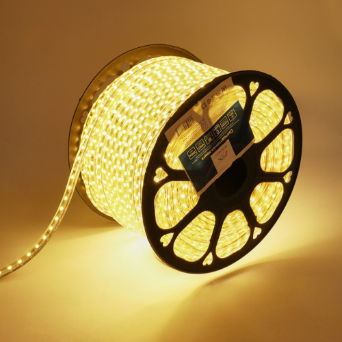 картинка LED лента 220 В,  13х8 мм,  IP67, SMD 5050, 60 LED/m,  цвет свечения теплый белый от магазина Сантехстрой