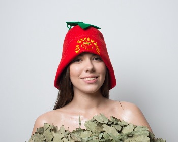 картинка Колпак банный "Клубника" фетр цветной арт.с-203-фф2 от магазина Сантехстрой