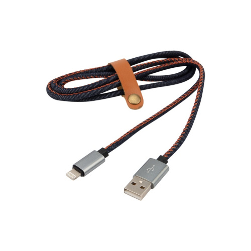 картинка Кабель USB-Lightning для iPhone/2,4A/nylon/denim/1m/REXANT от магазина Сантехстрой