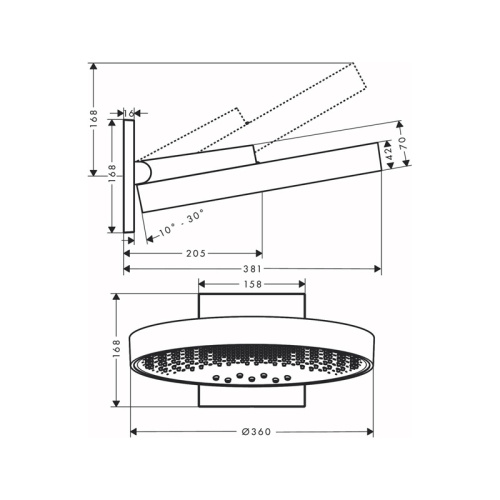 картинка Верхний душ Hansgrohe Rainfinity 360 3jet, с настенным креплением, матовый белый от магазина Сантехстрой
