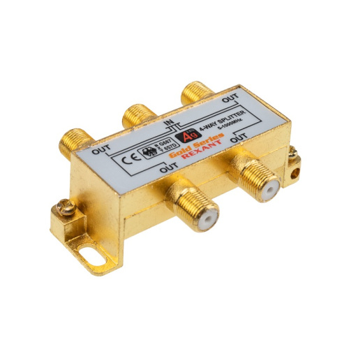 картинка Делитель ТВ х 4 + 5шт.  F BOX 5-1000МГц GOLD REXANT от магазина Сантехстрой