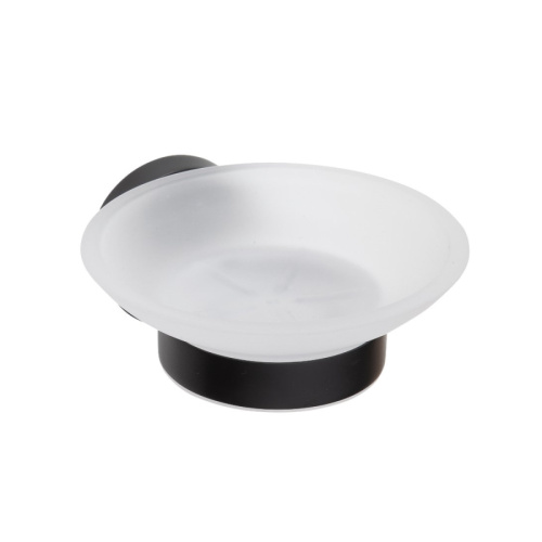 картинка Мыльница X-ROUND BLACK стекло матовое с держателем, черный, Sapho от магазина Сантехстрой