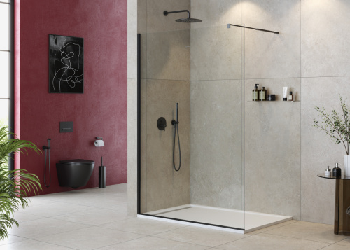 картинка Душевая перегородка CEZARES LIBERTA-L-1-140-C-NERO от магазина Сантехстрой