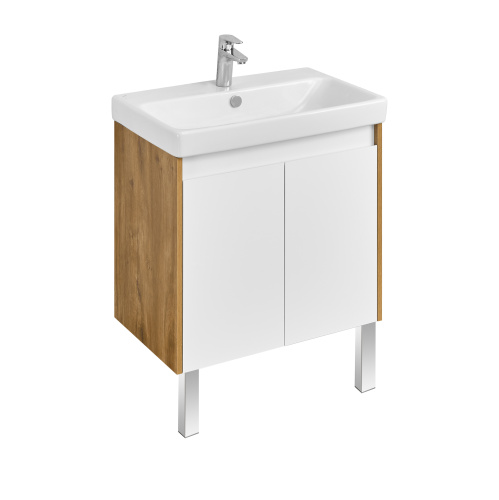картинка Тумба под раковину AQUATON Сканди 70 Doors универсальная, Белый/Дуб Рустикальный (1A278901SDZ90) от магазина Сантехстрой