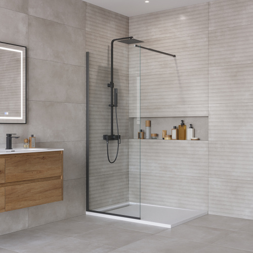 картинка Душевая перегородка BelBagno KRAFT-L-1-70-C-NERO от магазина Сантехстрой