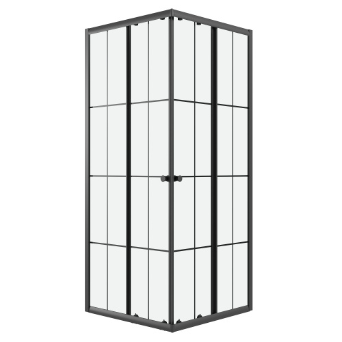 картинка Душевое ограждение Niagara Eco NG-1008-14QKL (80х80х190) квадрат,раздвижное,черный,стекло клетка,1 место от магазина Сантехстрой