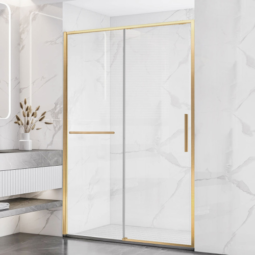 картинка Душевая дверь Slim Soft VDS-1SS150CLG, 1500, брашированное золото, стекло прозрачное от магазина Сантехстрой