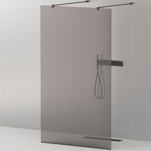 картинка Душевая перегородка Cezares Liberta 100 LIBERTA-L-2-100-120-GR-NERO профиль Черный матовый стекло серое от магазина Сантехстрой