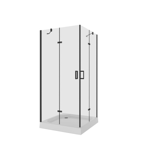 картинка Душевое ограждение NG-6813-08 BLACK (90*90*195) квадрат, распаш, проф.ЧЕРНЫЙ, стекло ПРОЗР (6мм) от магазина Сантехстрой