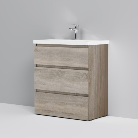 картинка M91FSX0752OF GEM S, База под раковину, напольная, 75 см, 3 ящика, светлый дуб от магазина Сантехстрой