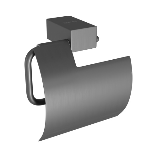 картинка Держатель для туалетной бумаги Lemark SMOOTH LINE с крышкой, графит (9726012) от магазина Сантехстрой