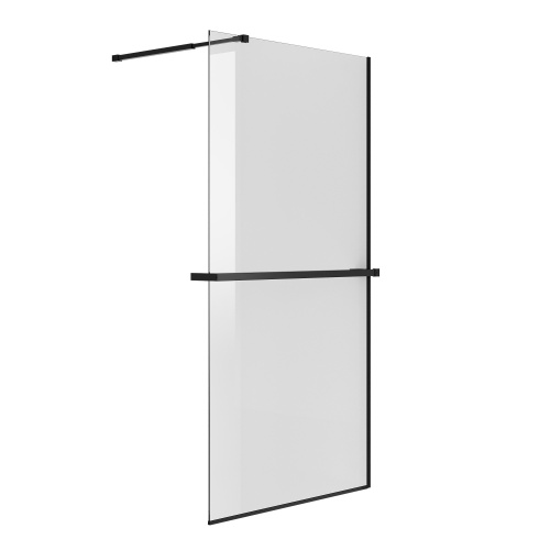 картинка Душевая перегородка Niagara Nova NG-670-80ВLACK (80х195) черный матовый,стекло прозрачное,с полкой,1 место от магазина Сантехстрой