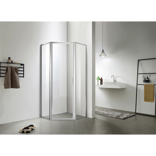 картинка Душевое ограждение Azario RICHMOND 900х900х2000 5-угольный, БЕЗ ПОДДОНА, прозрачное стекло 6 мм,  профиль серебро (AZ-NAG3231 900) от магазина Сантехстрой