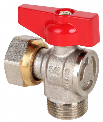 картинка Кран шаровой, Premium, угловой, 1/2", НВ, PN 25, ручка-бабочка, с накидной гайкой от магазина Сантехстрой