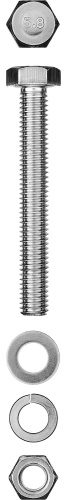 картинка Болт (DIN933) в комплекте с гайкой (DIN934), шайбой (DIN125), шайбой пруж. (DIN127), M10 x 70 мм, 2 шт, ЗУБР от магазина Сантехстрой