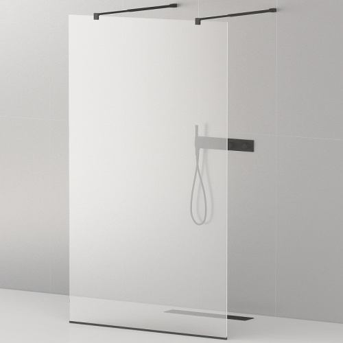 картинка Душевая перегородка Cezares Liberta 120 LIBERTA-L-2-120-C-NERO профиль Черный матовый стекло прозрачное от магазина Сантехстрой