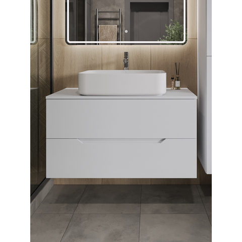 картинка Тумба с раковиной подвесная Orange Line Li-100TuwMDF+B07-600W 100 см, белый от магазина Сантехстрой