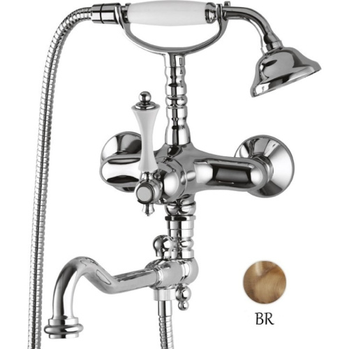 изображение смеситель для ванны бронза, ручка белая cezares margot margot-vdfm2-02-bi