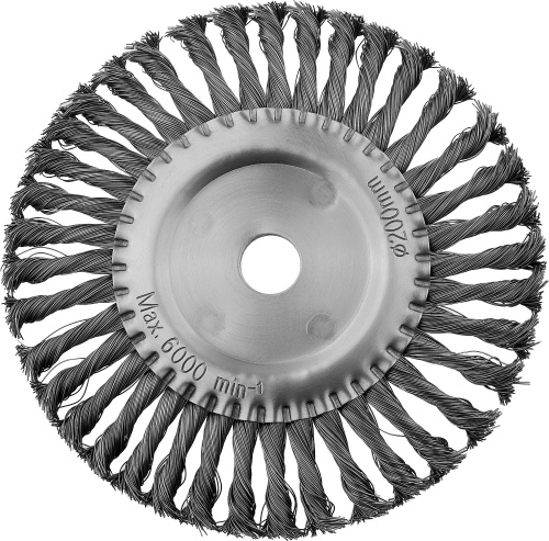 картинка Щетка дисковая для УШМ, жгутированная стальная проволока 0,5 мм, d=200 мм, MIRAX 35140-200 от магазина Сантехстрой