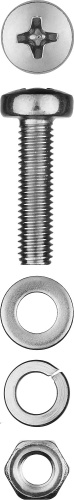 картинка Винт (DIN7985) в комплекте с гайкой (DIN934), шайбой (DIN125), шайбой пруж. (DIN127), M5 x 20 мм, 16 шт, ЗУБР от магазина Сантехстрой
