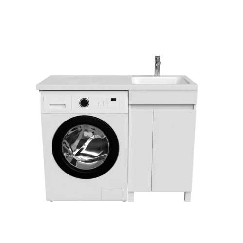 картинка Тумба с умывальником напольная для стиральной машины с дверцами, 110 см, правая, белая, IDDIS Optima Home (OPH11RDi95K) от магазина Сантехстрой