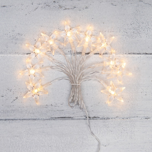 картинка Гирлянда светодиодная Звездочки 1,5 м,  10 LED,  прозрачный ПВХ,  цвет свечения теплый белый,  2 х АА (батарейки не в комплекте) NEON-NIGHT от магазина Сантехстрой