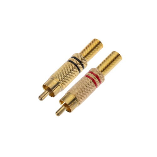 картинка Разъем штекер RCA металл пайка чёрный/красный,  GOLD PROconnect от магазина Сантехстрой