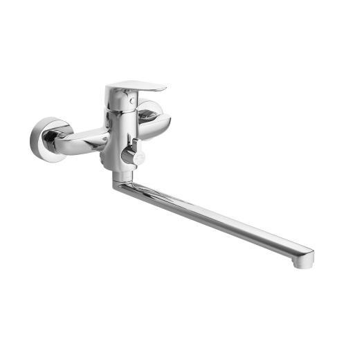 изображение смеситель для ванны santek форт длинный излив, с ручным душем, керамический картридж, хром (wh5a12004c001)