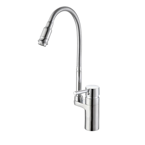 картинка смеситель для кухни с гибким изливом d-lin d157315-q, хром