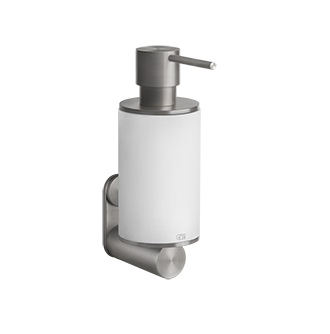 картинка Дозатор для жидкого мыла, Gessi, 316, с держателем, механический (нажимной), ширина, мм-75, глубина, мм-149, высота, мм-209, тип установки-настенный, материал колбы-композит неолит, цвет колбы-белый, цвет дозатора-Black XL от магазина Сантехстрой