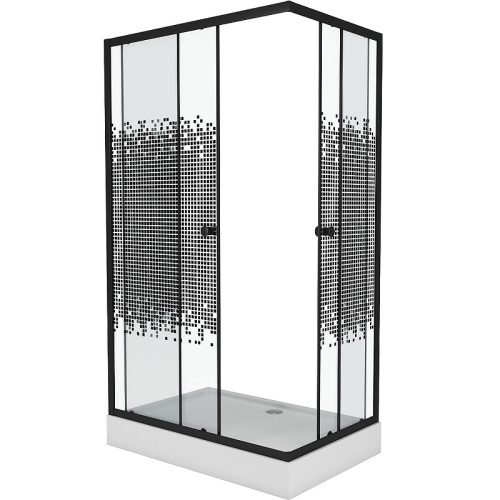 картинка Душевой уголок Niagara Eco 100х80 NG-018-14Q BLACK профиль Черный стекло прозрачное с рисунком от магазина Сантехстрой