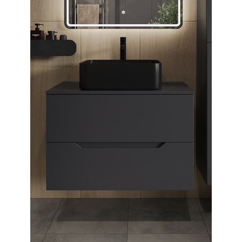 картинка Тумба с раковиной подвесная Orange Line Li-80TugMDF+B02-460MB 80 см, графит/черный от магазина Сантехстрой